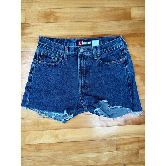 Vintage 90s Bongo Jean Shorts, Dark Wash Cutoffs, W28", 100% Cotton, Size 5/6 - Picture 2 of 10